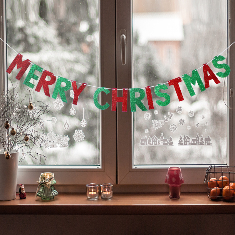 クリスマスフラグキラキラクリスマスバナー新年パーティークリスマス背景装飾用品写真撮影道具|undefined