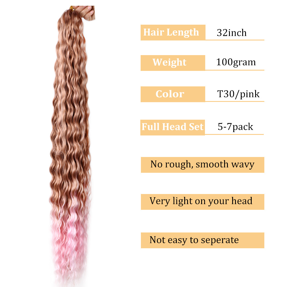 30 pulgadas onda profunda a granel pelo de fibra química peluca trenzado color trenza crochet pelo
