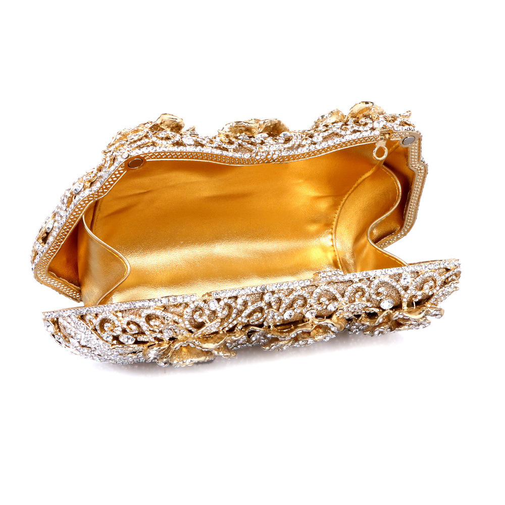 Bolsas de banquete de damas europeas y americanas no vacías de metal rosas de diamantes bolsas de cena de cristal hechas a mano con diamantes Aliexpress