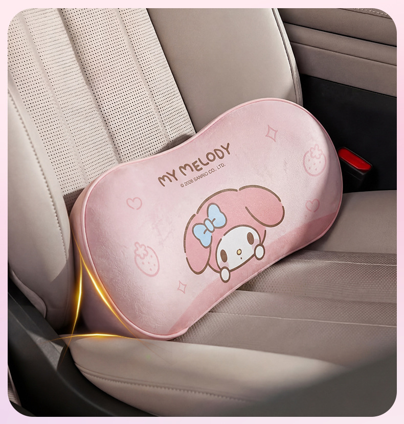 Sanrio car seat gap breathable cushion My Melody headrest for driving, Tesla neck and waist support