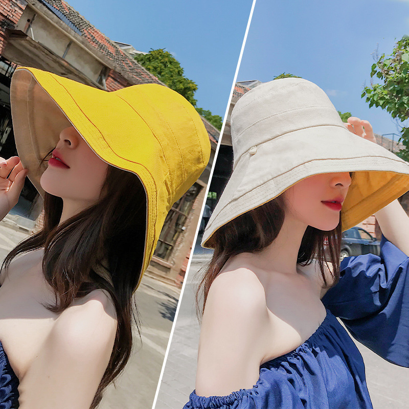 特大つば日焼け止め帽子海辺抗 UV upf50 + 日よけ帽子折りたたみビニール漁師帽子女性用|undefined
