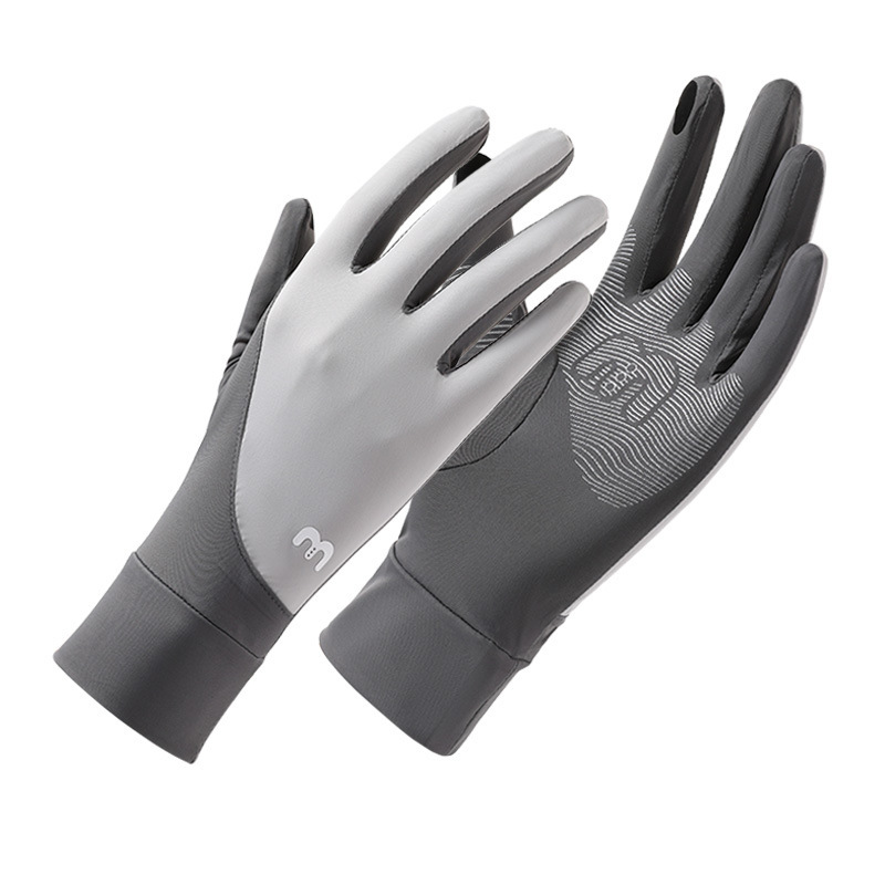 Verano de seda de hielo transpirable para mujer estilo fino al aire libre antideslizante conducción con todos los dedos anti-ultravioleta seda de hielo guantes de protección solar