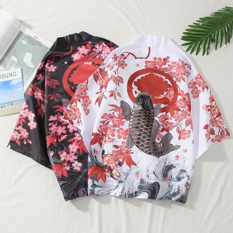 Southeast Asian Cross-border Clothing: Men's Three-quarter Sleeve Printed Chinese-style Cardigan, Couple's Robe, Hanfu_voghion.com
