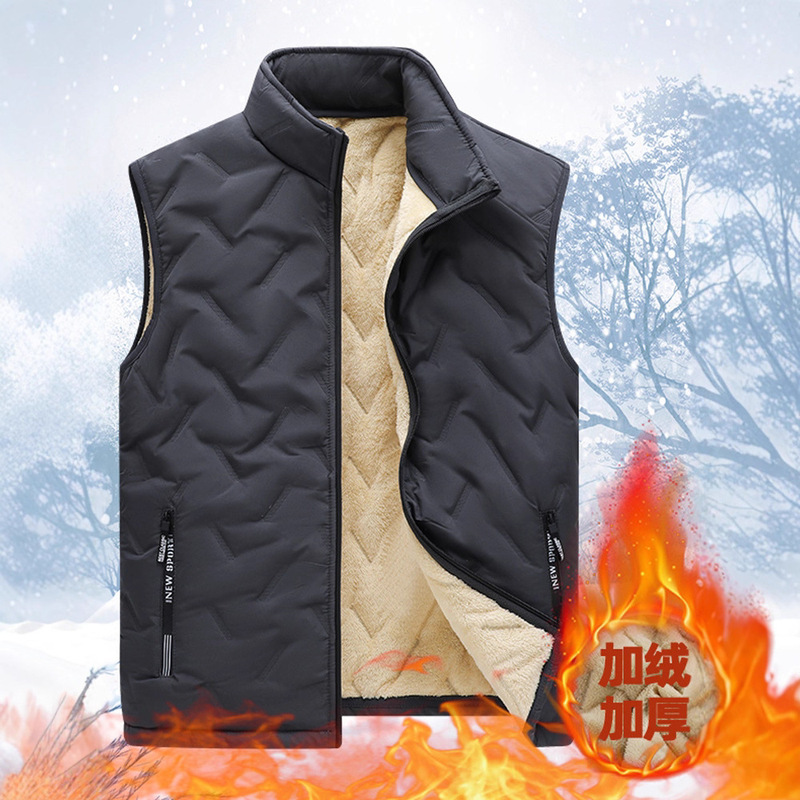 Men's Vest Autumn and Winter Fleece-Lined Sleeveless Warm Vest down Cotton Jacket Couple Style Export Large Size Jacket Men's Vest Autumn and Winter Fleece-Lined Sleeveless Warm Vest down Cotton Jacket Couple Style Export Large Size Jacket