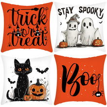 跨境新品万圣节装饰抱枕南瓜万圣猫咪抱枕套客厅装饰沙发抱枕套