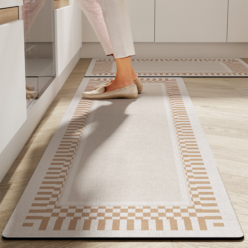 Alfombra antideslizante de absorción de agua silenciosa de viento de goma, alfombra de suelo de cocina simple y fácil de cuidar, alfombra de suelo de barro de diatomeas limpiable doméstica