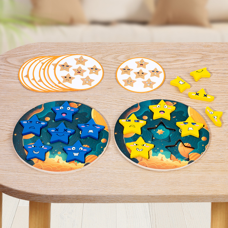 Bloques de construcción de cubos que cambian la cara de los niños transfronterizos expresión a juego de mesa de batalla interactivo entre padres e hijos juguetes de madera educativos al por mayor image 4