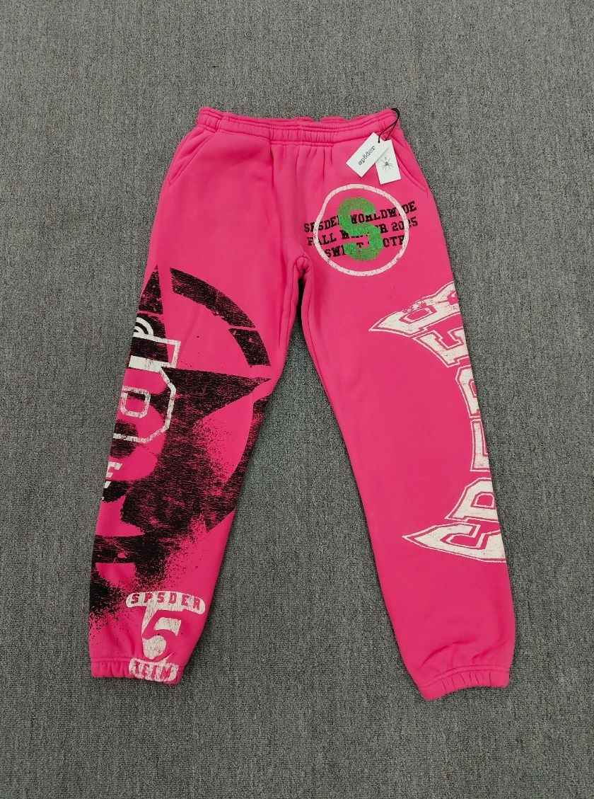 sp5der Sweatpants Print Pink