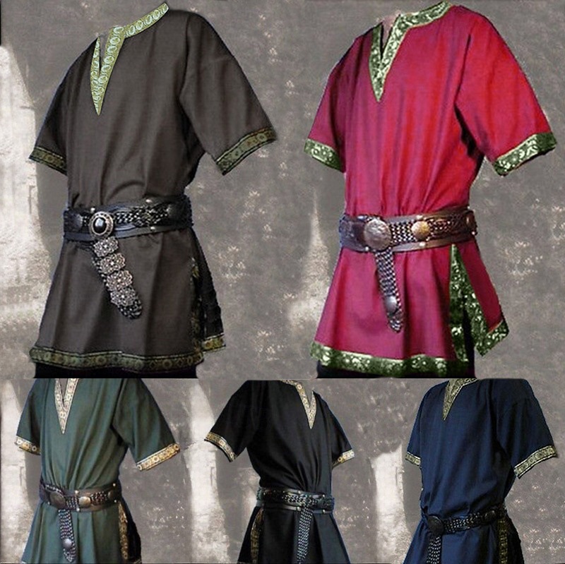 现货2022外贸欧美wish短袖V领cosplay演出服中世纪服装AU8680