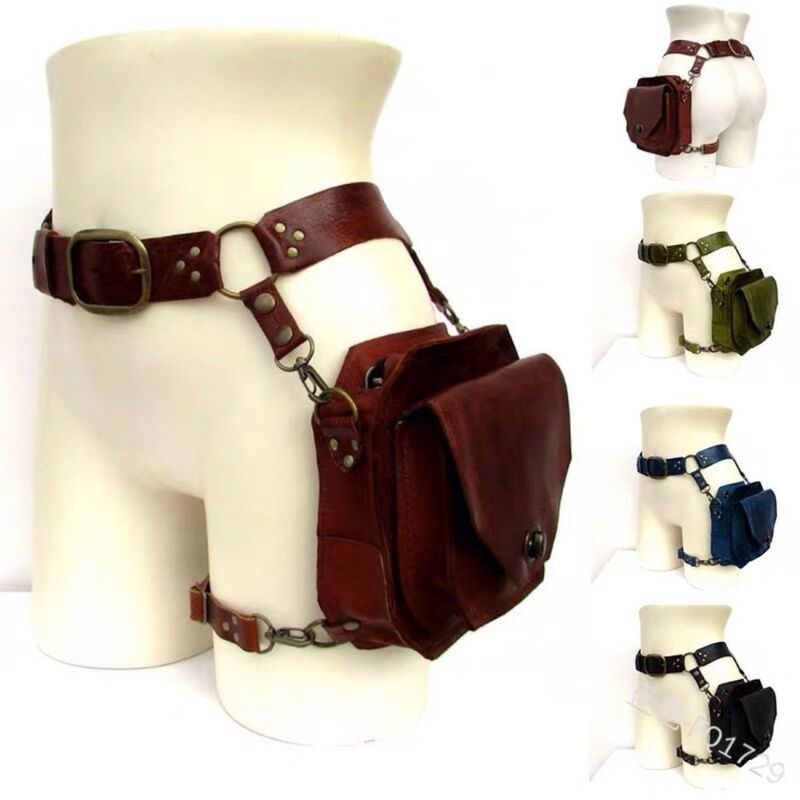 Pu Leg Bag Knight Small Square Bag Women's Shoulder Bag Motorcycle Style Cross-Body Bag Props Medieval Retro Style Personalized Side Bag