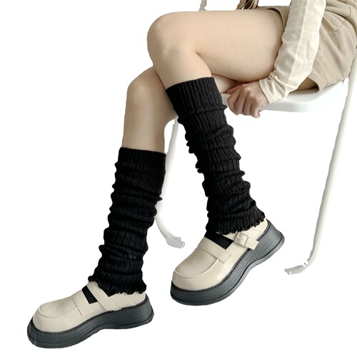 Japanese Lolita wide-leg socks set, women's winter puffy socks, white lace leg coverings, long tube flared calf-length socks