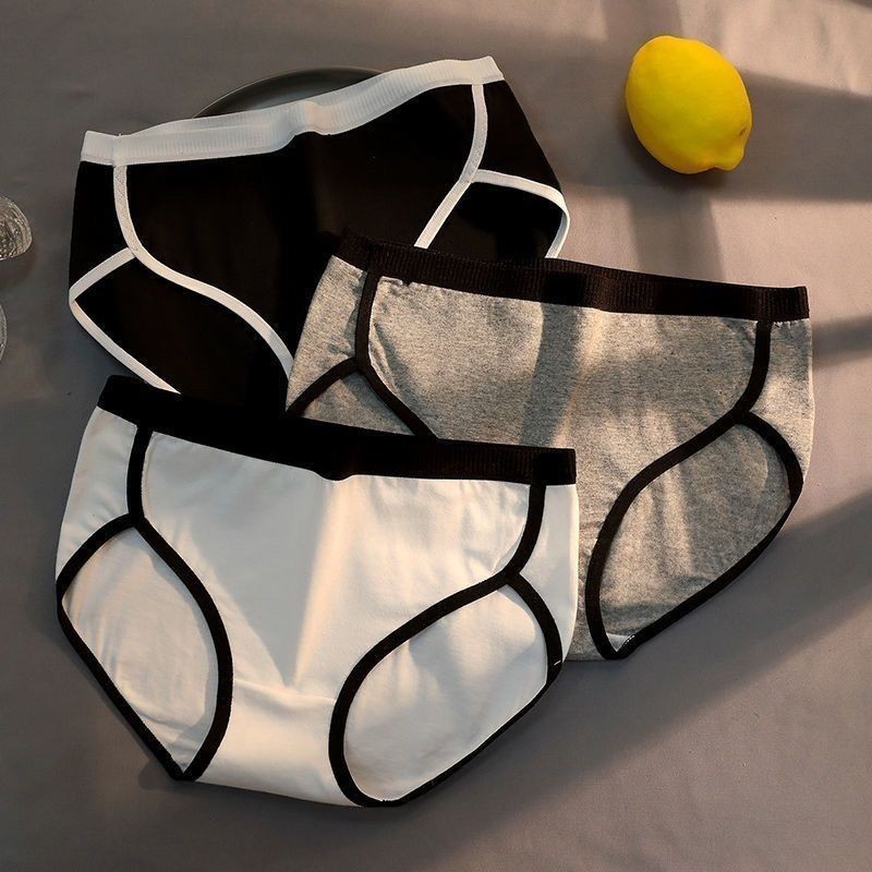Women's Cotton Underwear Student Korean-style Mid-waist Sexy Cotton Comfortable Breathable Antibacterial Girls' Plus Size Briefs
