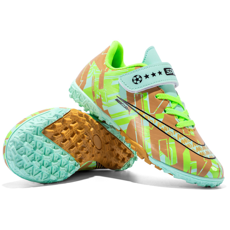 Nuevo velcro roto uñas zapatos de fútbol para niños antideslizante zapatilla transpirable estudiante competencia zapatilla de una sola pieza entrega