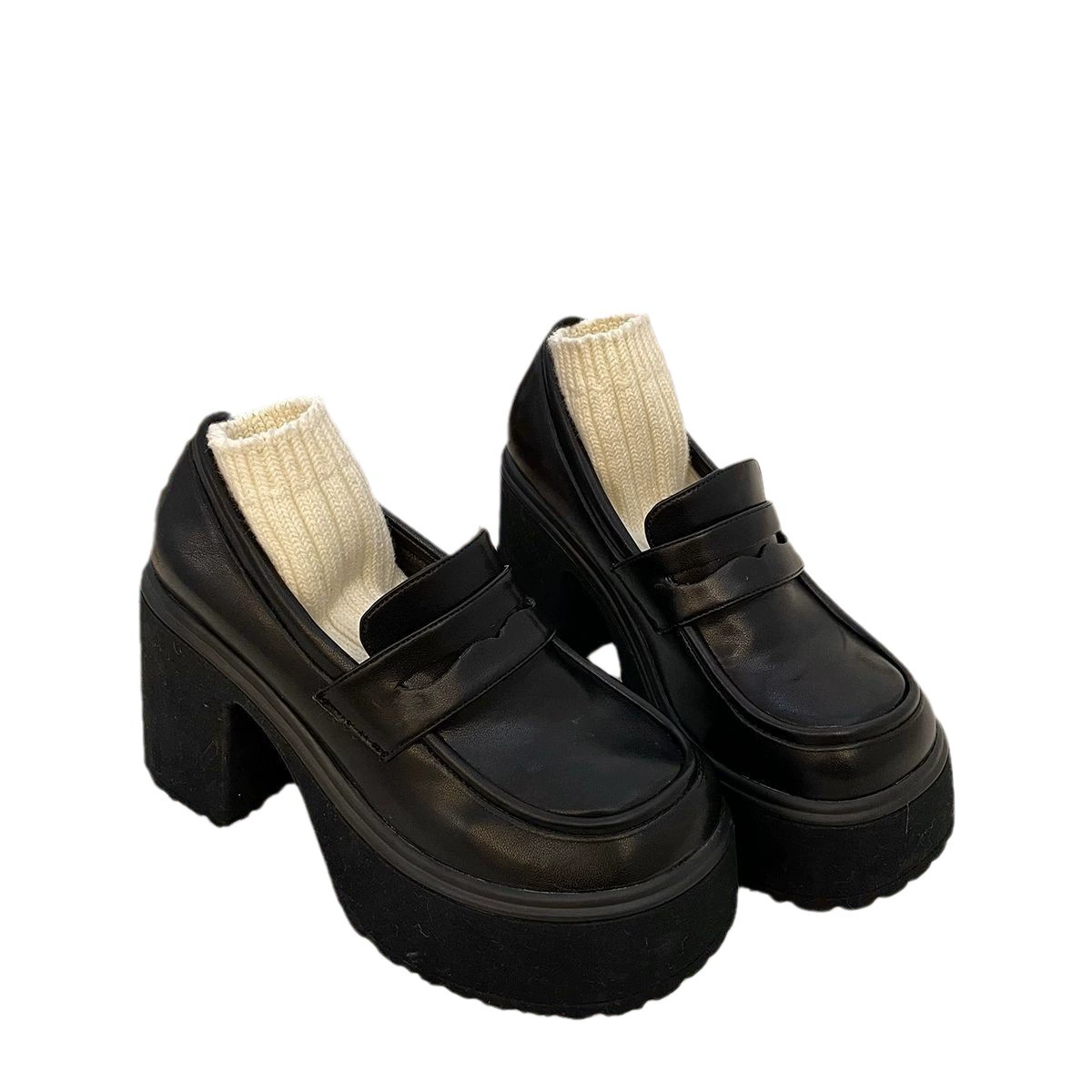 Fashionable loafers platform, footwear, shoes high heels for leather shoes, for teenagers