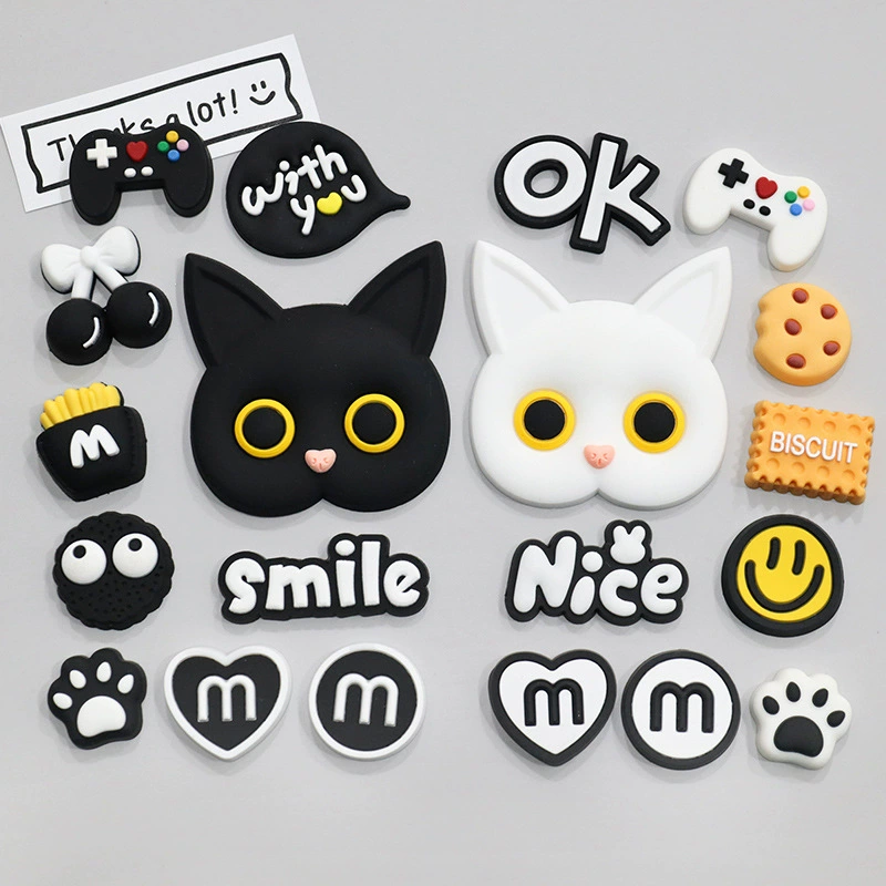 3D черно-белые трехмерные туфли с отверстиями для кошек с пряжкой патч мягкие Аксессуары для клея ручной работы DIY чашка для хранения чехол для телефона Тапочки