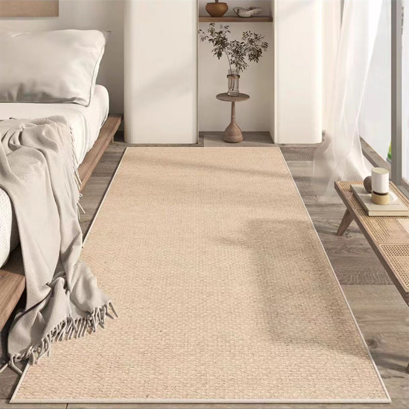 Alfombra de cachemira de imitación gruesa simple de estilo japonés, manta de borde de cama de dormitorio antideslizante para el hogar