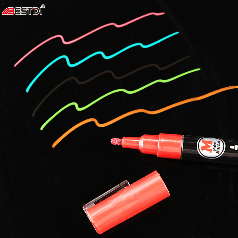 Puntuación marcador de acrílico de metal perlado 12 colores de cerámica pintada a mano graffiti pintura a base de agua pluma marcador de metal