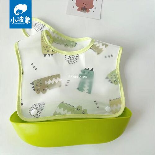 Cartoon detachable baby eating bib, waterproof, ultra-lightweight, outdoor use, wash-free, for toddlers, solid anti-spit-up bib