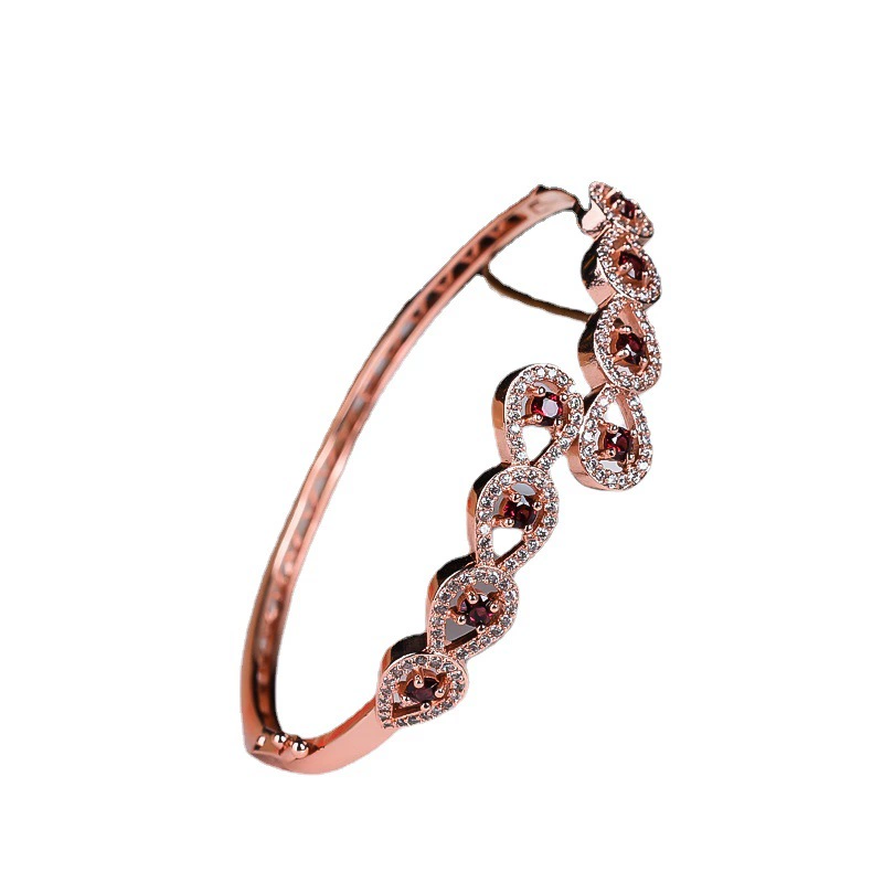 Organic golden copper bracelet pomegranate, pink gold