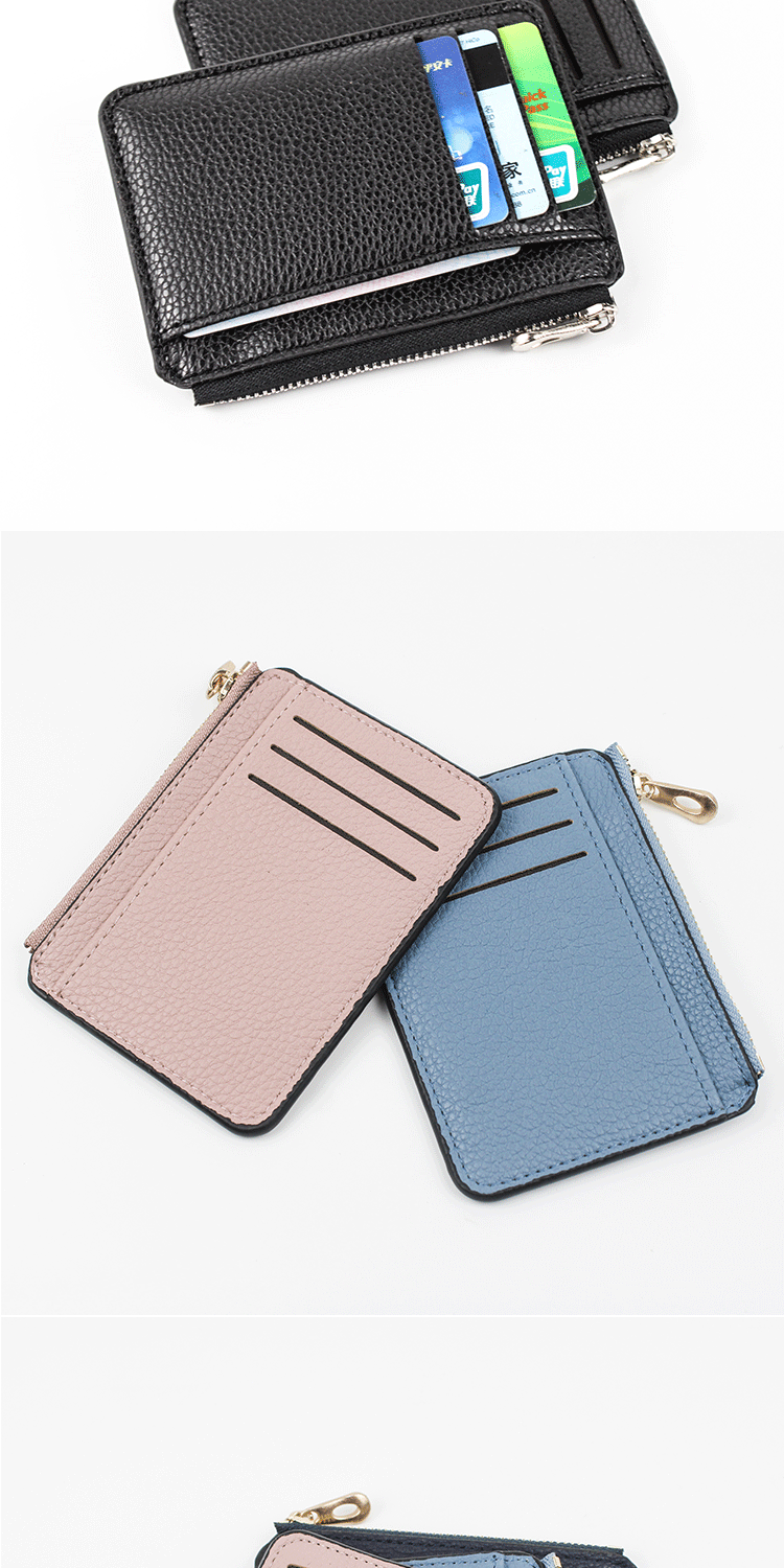 Unisex Solid Color Pu Leather Zipper Card Holders display picture 1