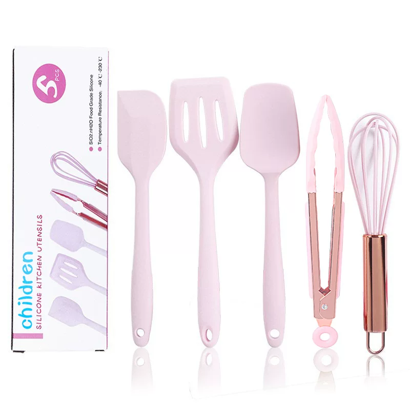 Silicone kitchenware, set, bracelet contains rose, children's handle, scraper, 5 pieces
