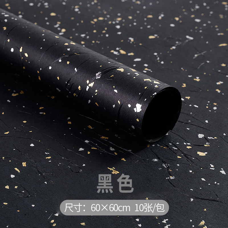 Papel de embalaje de flores Papel de embalaje de flores de fibra de seda de punto de oro y plata de ensueño DIY hecho a mano