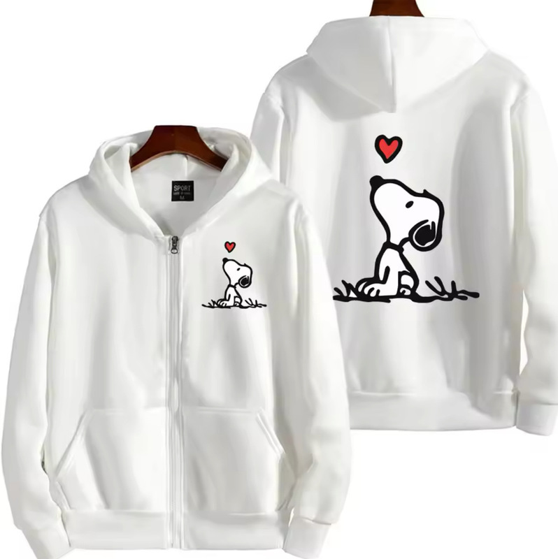 Cross-Border Cartoon Snoopy Peripheral Printed Zipper Sweatshirt for Men and Women Casual Hooded Sweatshirt Jacket Cardigan Top