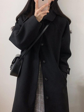 毛呢外套女小个子2025新款秋冬季高级感韩系赫本风厚黑色呢子大衣