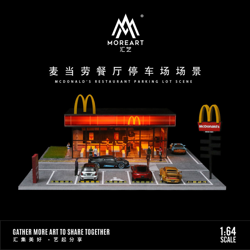 1/64 restaurant parking lot original simulation car model scene lighting ornaments three-dimensional building small house collection