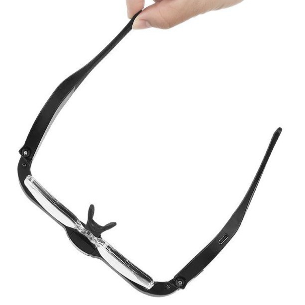 USB充電 5倍率の異なるメガネ型読書用拡大鏡 ライト付き 老眼鏡 近視メガネ 12539DC2|undefined