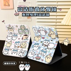 かわいいジーカワ漫画化粧鏡オフィス折り畳み鏡寮用デスクトップ化粧鏡化粧鏡