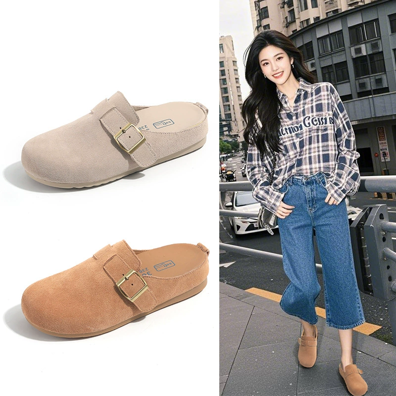 Женские сандалии Birkenstock из натуральной кожи, на плоской подошве, новая модель весна 2025, удобные уличные тапочки с мягкой подошвой b005