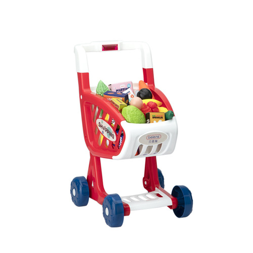 Bainish Shopping Cart Children's Toys Girl Kitchen Supermarket Simulation Baby Cart Pretend Play Gift for 2-3 Year Olds