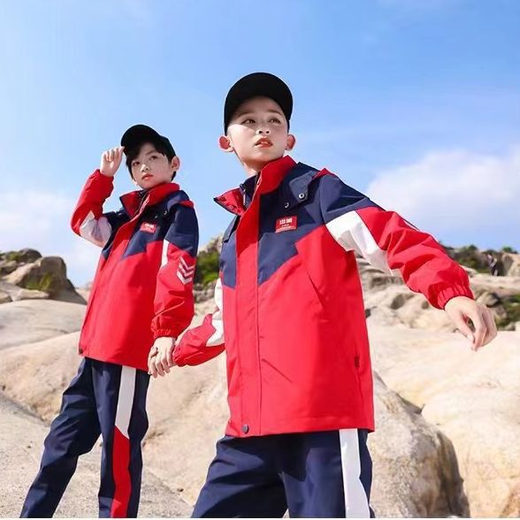 Children's Jackets for Men and Women, Three-In-One Detachable Windproof, Waterproof and Warm Primary and Secondary School Uniforms, School Uniforms, Team Uniforms