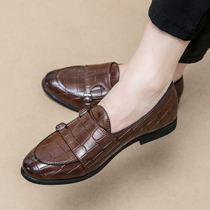 Primavera estilo británico de negocios zapatos de cuero de hebilla hombre Monk zapatos de boda zapatos de moda europea y americana zapatos de hombre