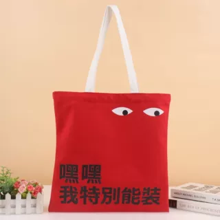 新款帆布包女士单肩包韩版简约百搭帆布袋ins中包大学生包手提袋