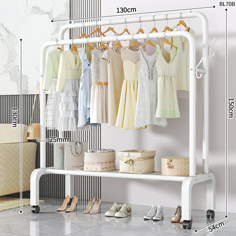 BL70B-25 라운드 코트 랙 더블로드 4 후크 130 화이트 휠