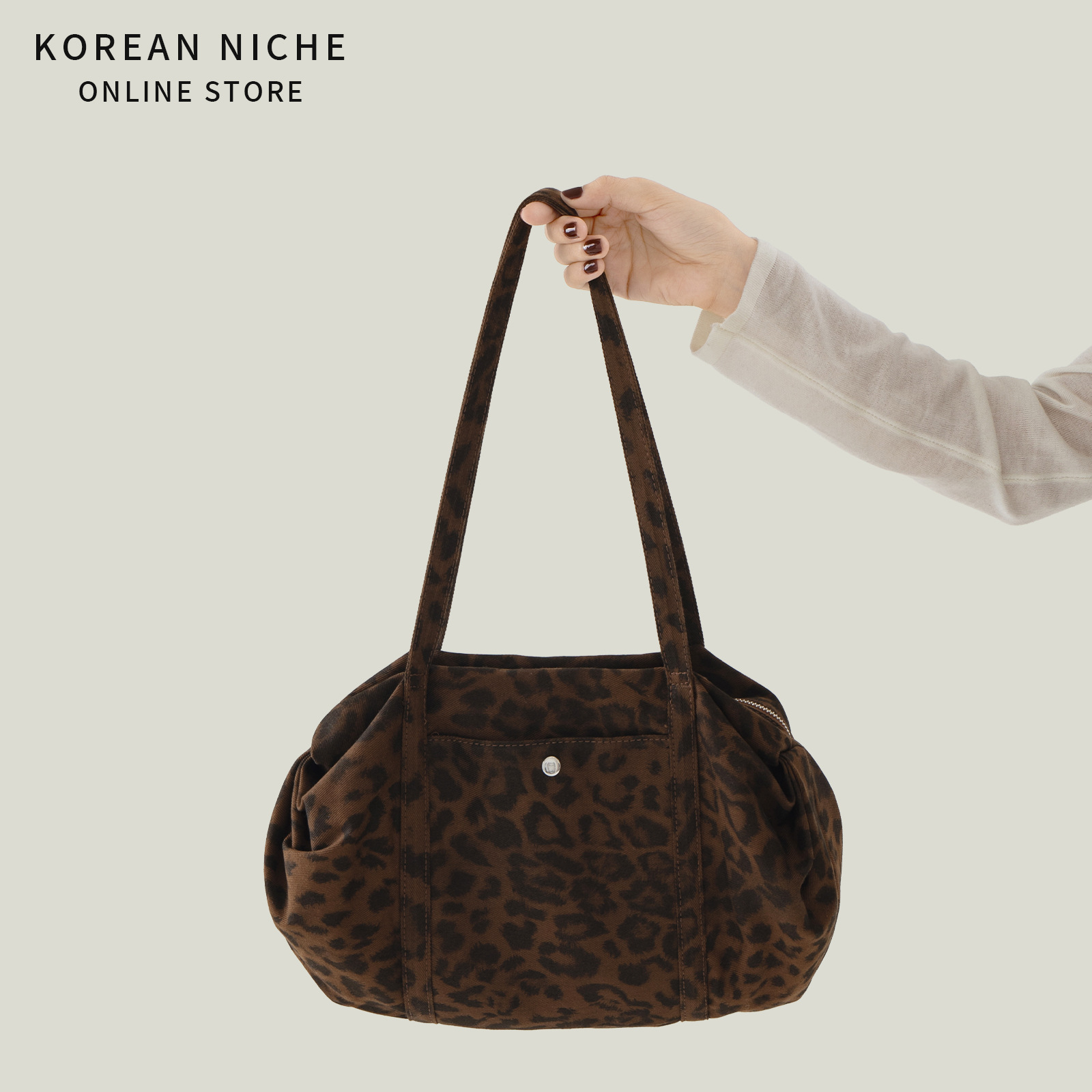 2025 New Autumn and Winter Leopard Print Design Armpit Bag Women's Large Capacity School Work Clothing Retro Versatile Satchel Shoulder Bag
