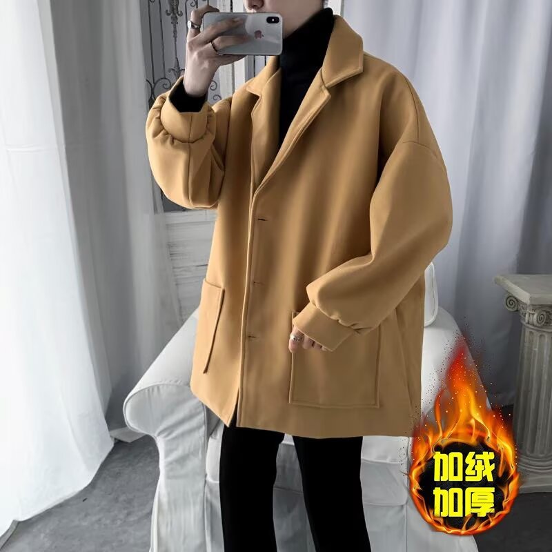 Chaqueta de tween para hombres, chaqueta de tween gruesa, abrigo de estilo medio largo, abrigo de estilo coreano, estilo de invierno y otoño, estilo de Hong Kong.