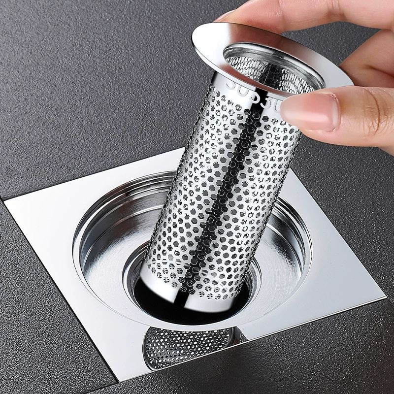 Stainless steel floor drain hair filter basin sewer pipe bathroom sink washbasin anti-blocking mesh cover