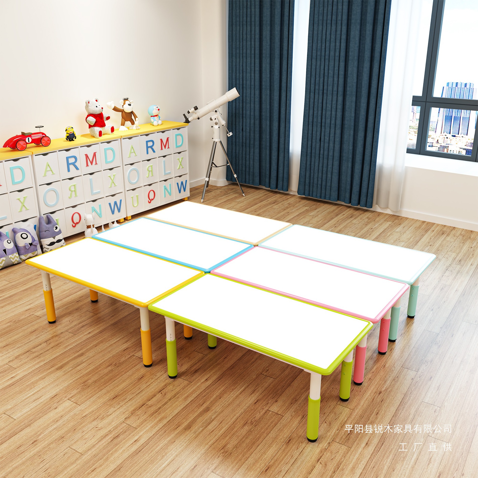 Kindergarten Tables and Chairs, Kidsren's Painting Toys, Learning Small Tables, Liftable Graffiti Wooden Desks, Baby Game Sets