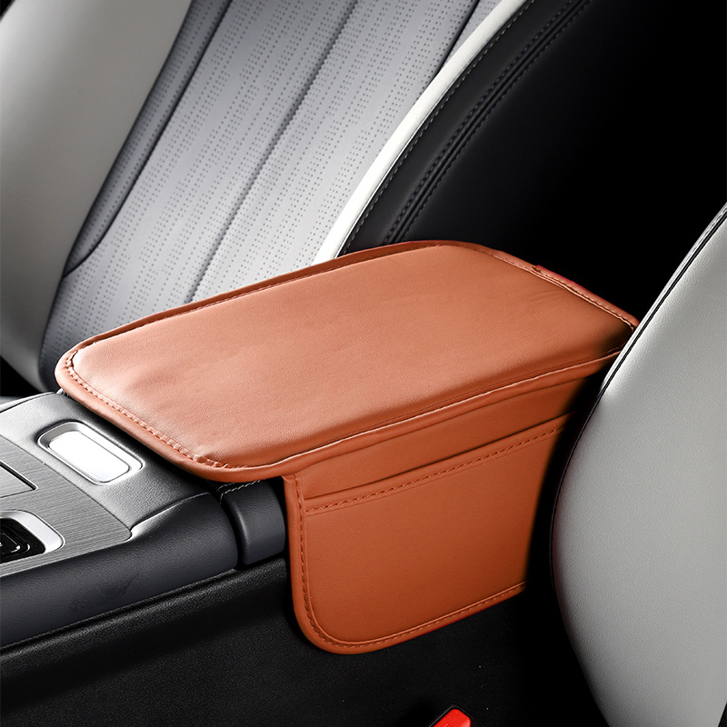 Armrest Box Pad: Universal Armrest box pad - brown