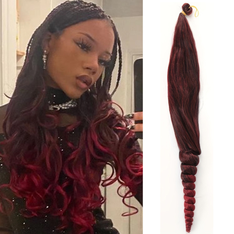 Peluca, gancho femenino, cabello, cuentas, trenzas en espiral rizadas, crochet, ondas de alta temperatura, trenzas degradadas, extensiones de cabello