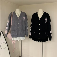 韩系氛围感早秋穿搭2025冬季新款气质蝴蝶刺绣毛衣长袖上衣女打底