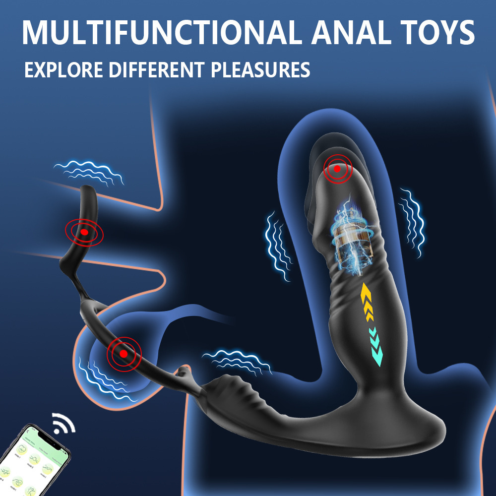 App-Controlled Vibrating Prostate Massager with Double Ring Locking, 9-Frequency Telescopic Anal Plug — detail image 3