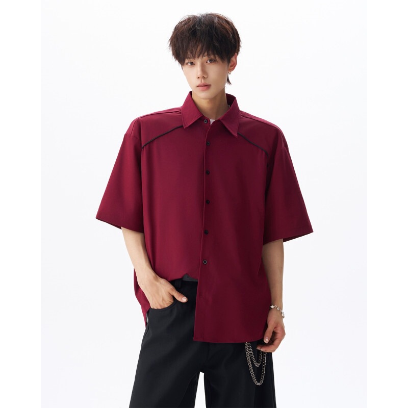 Sun Protection New Style Luminous Striped Shirt Men's Short-Sleeved Shirt Casual Style Loose Lapel Top