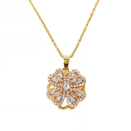Meichen  new trendy rotating four-leaf clover Hao Shi titanium steel necklace women's cold style high-end copper pendant