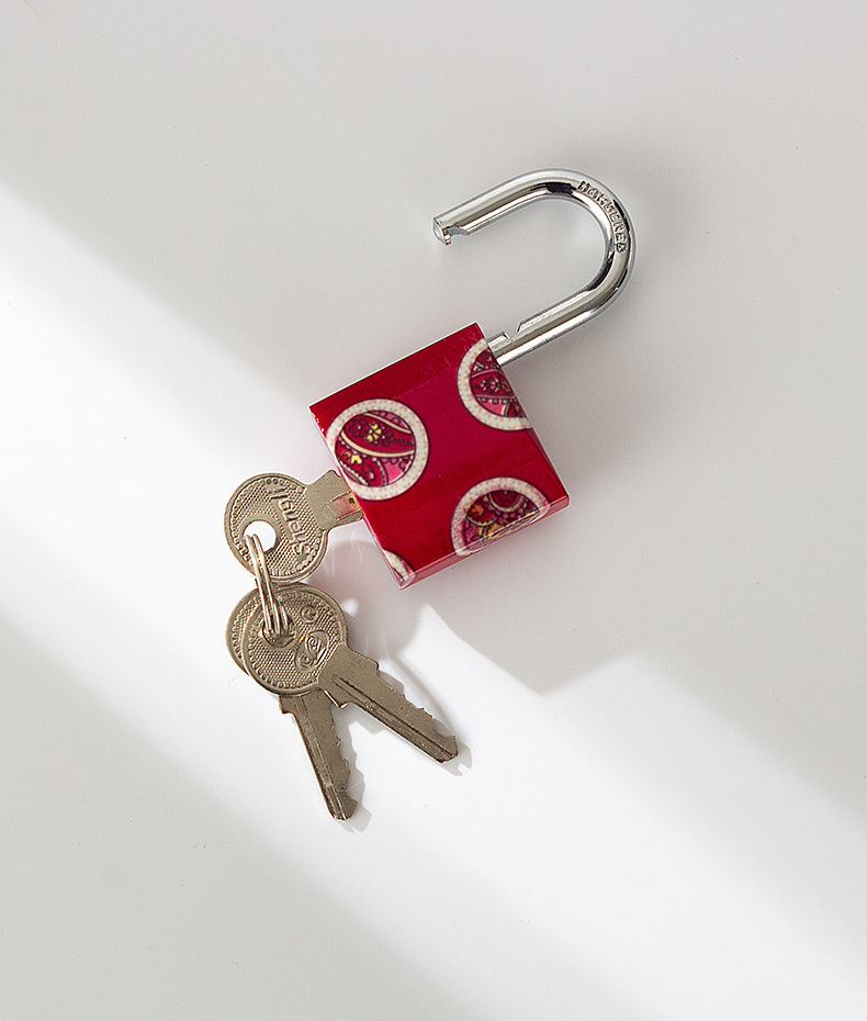 Factory direct heating transfer printing iron padlocks, door locks, printed locks, multi-color and multi-specification bags, arc-shaped color lock heads, wholesale padlocks, hardware locks pic 10