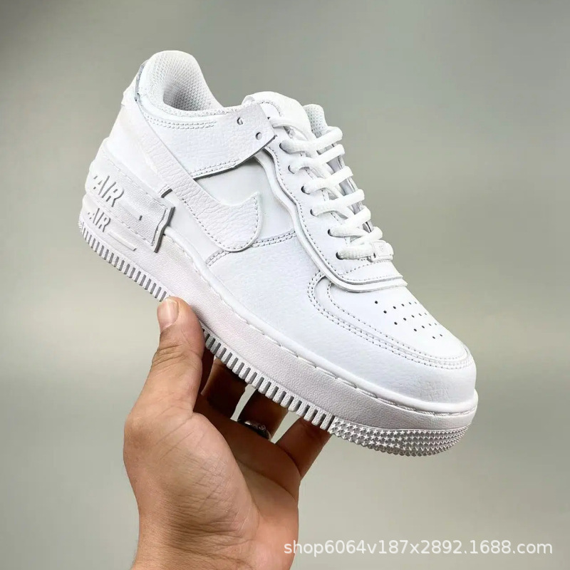 Putian Shoes Macaron Sneakers Women's Shoes First-Layer Cowhide Air Force One Sports Casual Shoes Height-Increasing Solid Color Design
