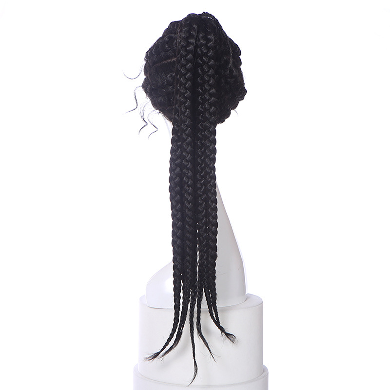 Cola de caballo trenza de tres hebras BUN PONY BOX BRAID Cola de caballo con cordón de alta temperatura trenzada a mano trenzada LW0233